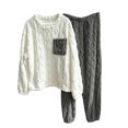 thumbnail image 6 of Miqool Womens Fuzzy Fleece Pajama Sets 2 Piece Long Sleeve Winter Warm Loungewear Sleepwear with Pocket, 6 of 9