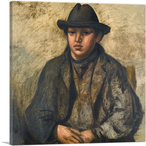 ARTCANVAS Young Man In Melon Hat 1922 Canvas Art Print by Andre Derain - Size: 12" x 12" (1.50" Deep)