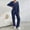 Navy, variant on Women Autumn And Winter Fashion Temperament Loose Casual Wide Leg Pants Knitted Solid Color Sweater Two Piece Suit Set Wedding Suits Women Petite Pant Suits for Women Dressy Winter Outfits Women