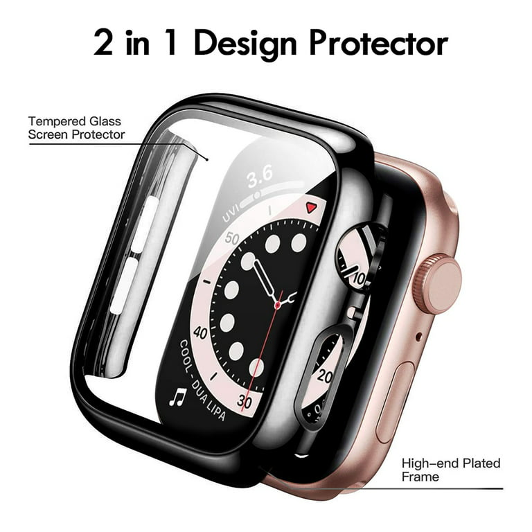 Apple Watch Series 7 Series 8 Case [45mm], Full Cover Snap-On Cover with  Built-in Clear Glass Screen Protector Anti-Scratch& Shockproof Hard PC  Plated