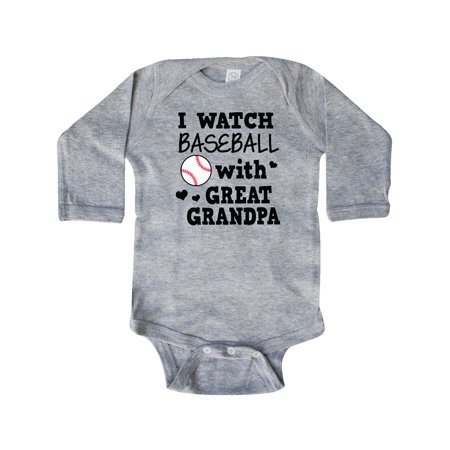 

Inktastic I Watch Baseball with My Great Grandpa Gift Baby Boy or Baby Girl Long Sleeve Bodysuit