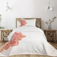 thumbnail image 3 of Ambesonne Lotus Quilted Bedspread Set 2 Pcs, Aquarelle Half Flower Art, Twin Size, Coral Pale Peach, 3 of 6