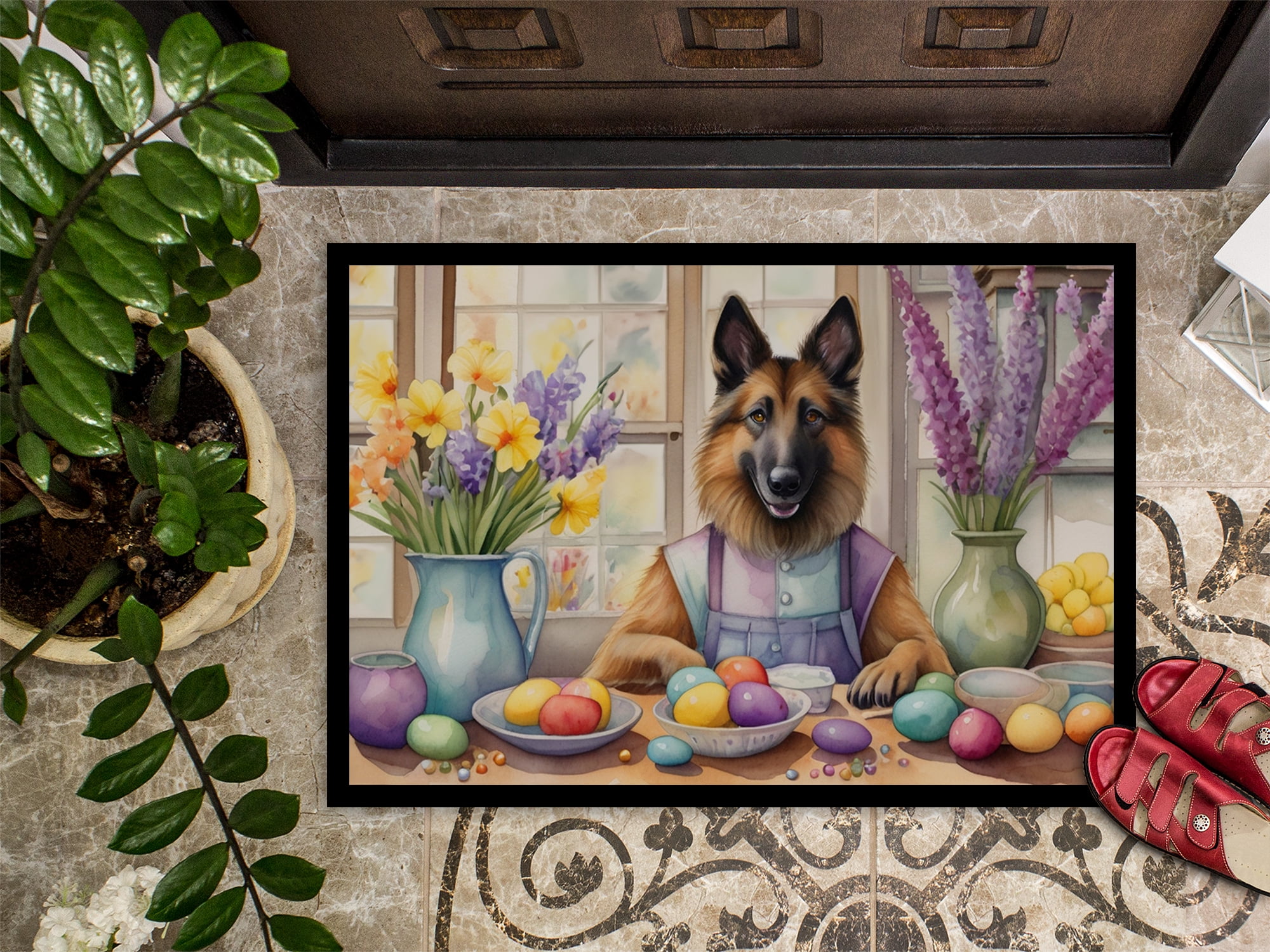 Decorating Easter Belgian Tervuren Doormat 27 in x 18 in