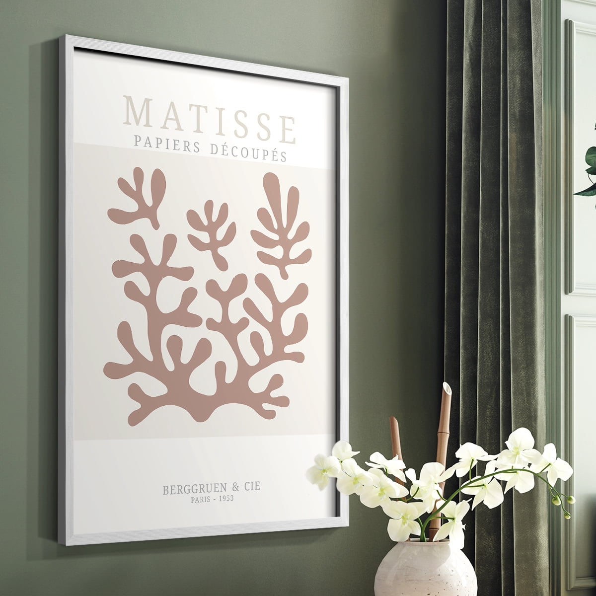 Matisse CDXXXI in White Solid Wood Framed Print No Nail Hanging