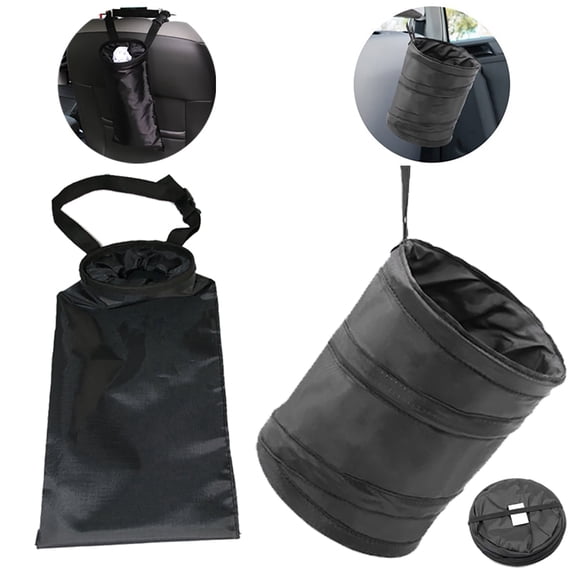 GlamourGaze 2 Pack Car Trash Can Mini Portable Waterproof Litter Bag Organizer Garbage Bin for Vehicle Home Office Black