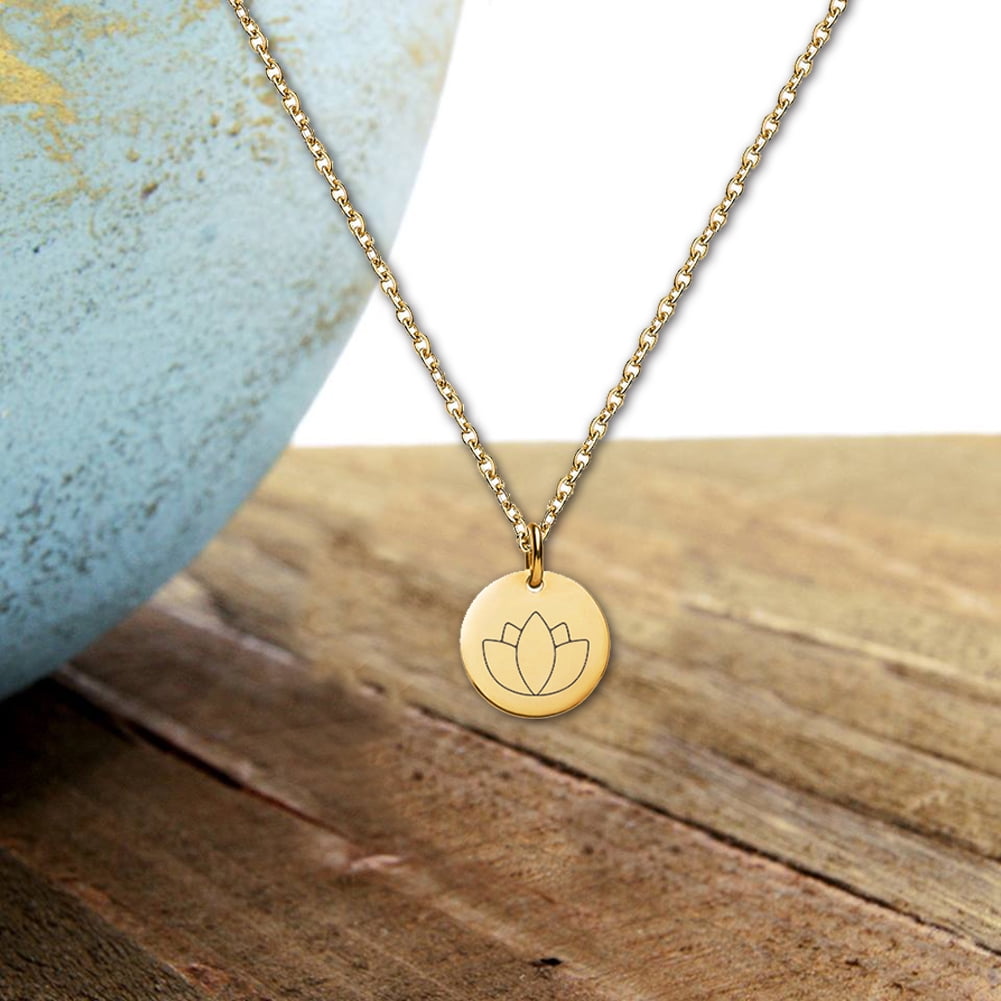 Anavia Mother's Day Gift for Mom Stainless Steel Gold Mini Lotus Necklace Pendant Jewelry with Free Gift Box [Gold]