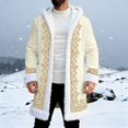 thumbnail image 2 of LINGLANG Christmas Men's Long Cardigan Hoodies Women Unisex Xmas White Trim Santa Claus Warm Hooded Coat with Pocket, 2 of 4
