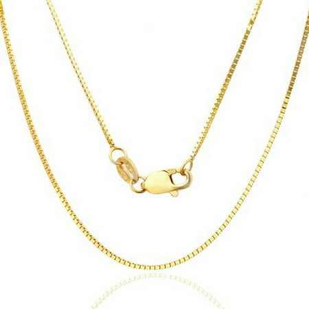 14k Yg Box - 14K Yellow Gold Men Women's 1.0MM Box Necklace Link Lobster Clasp (20)