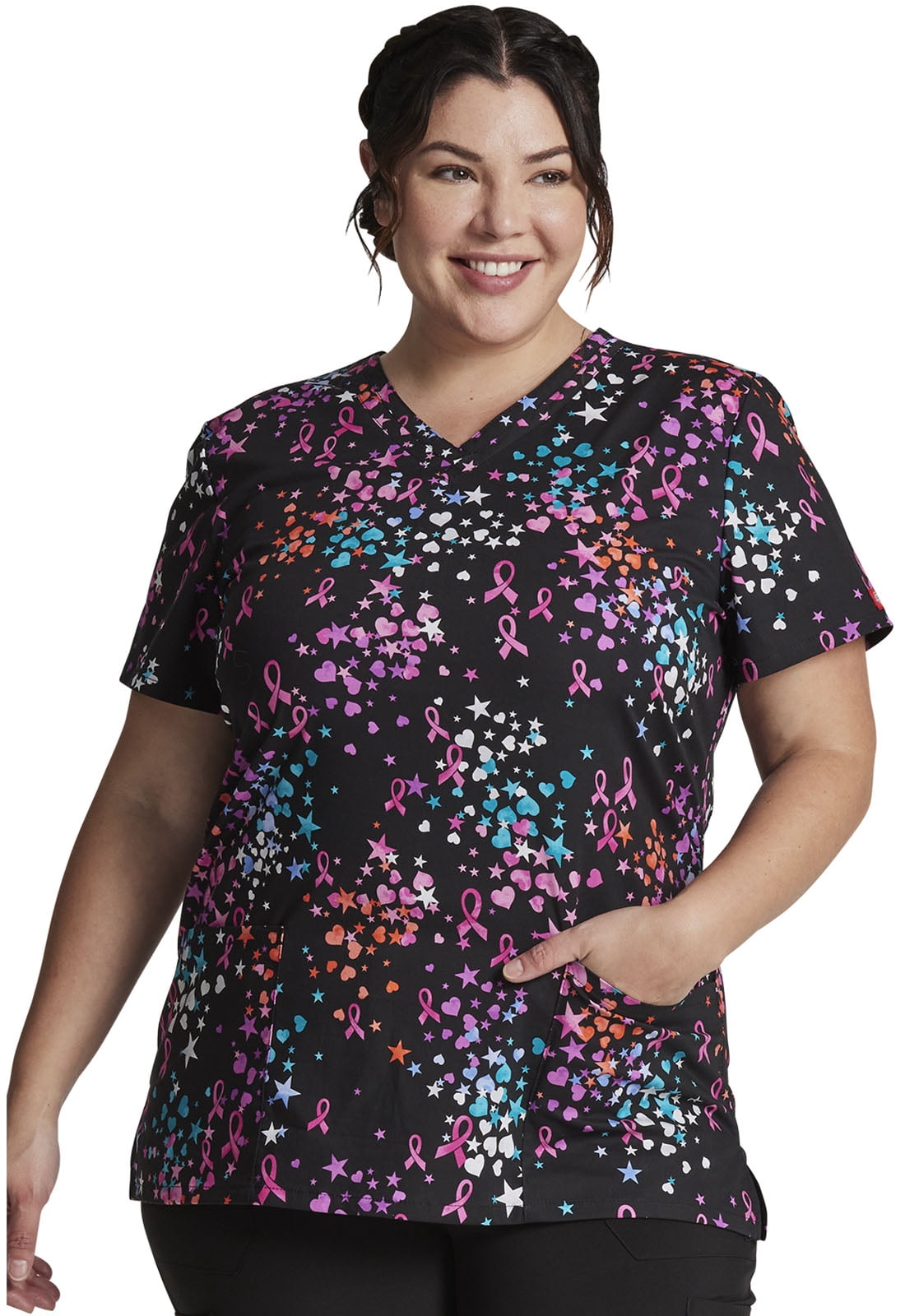 plus size printed scrub tops