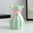 thumbnail image 7 of Riguas Plastic Flower Vase with Pink Bowknot Unbreakable Solid Color Modern Wavy Opening Desktop Plant Vase Home Decoration Housewarming Gift, 7 of 7