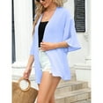 Women's Open Front 3/4 Ruffled Sleeve Lightweight Beach Chiffon Kimono