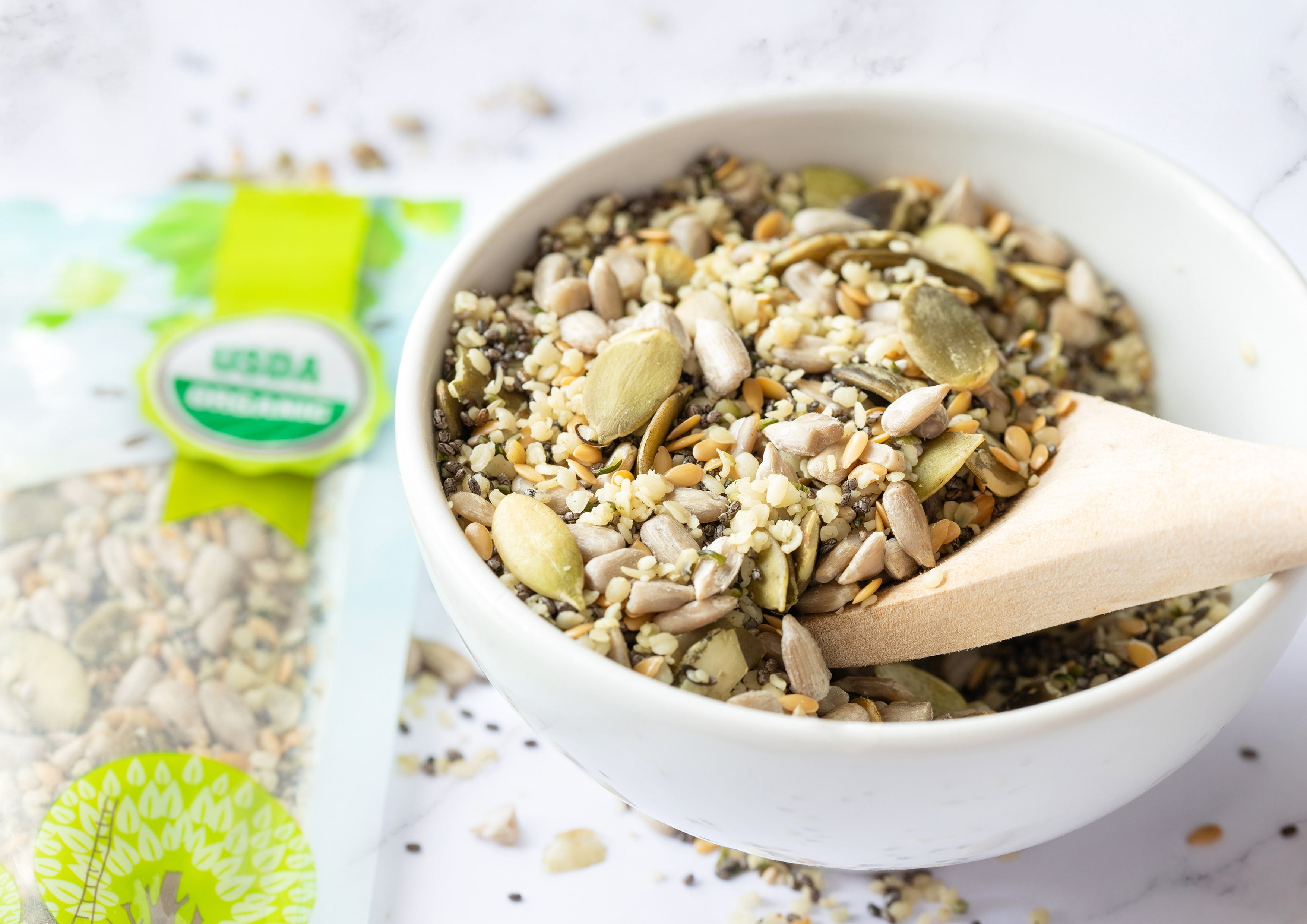 Organic Raw Superseed Mix with Chia, Flax, Hemp, Pumpkin, and Sunflower, 10 Pounds  Non-GMO Five Whole Seeds Blend, Vegan, Kosher, Bulk. High in Omega-3, Omega-6, Fiber, Protein. Perfect Salad Topper