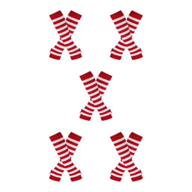 Decodeary Bas Longs Confortables et Faciles à Porter avec Cuisses Épaisses en Polyester Faciles à Assortir Grand Application Rouge et Blanc 5ensemble