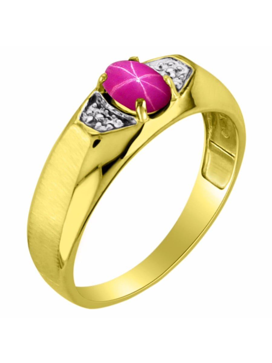 Star Ruby Ring Sterling Silver or Yellow Gold Plated Silver Band BSL-MR3066RSY 