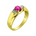 thumbnail image 3 of Rylos  Yellow Gold Plated Silver Classic 6X4MM Oval Star Ruby & Diamond Ring - Birthstone Jewelry for Men -Size 13, 3 of 6