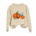 thumbnail image 2 of SwiftWear Women's Thanksgiving Print Crewneck Sweatshirt Fall Themed Pullover with Seasonal Design, Soft Casual Comfort Wear Khaki, 2 of 3