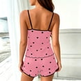 thumbnail image 5 of Bxsruta Women's Heart Print Cami Pajama Set with Shorts, Ultra Soft Breathable Sleeveless V-Neck Crop Top, Adjustable Spaghetti Strap, Ruffle Hem Loungewear Sleepwear, 5 of 8