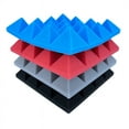 thumbnail image 3 of 24Pcs 25X25X5Cm Studio Acoustic Soundproof Foam Pyramid Noise Insulation Sound Absorption Treatment Panels Black+Gray,24 x Acoustic foam,Black&Gray, 3 of 7