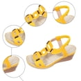 thumbnail image 5 of Rokment Women's Wedge Dressy Sandals Stylish Casual Leather Metal Buckles Platform Chunky High Heels Elastic Ankle Strap Slingback Dress Summer Shoes Yellow Size 9, 5 of 7