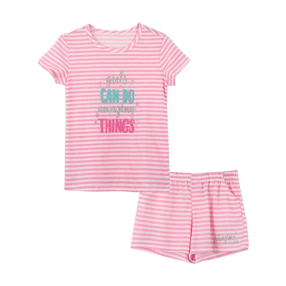 Cozchique Summer Pajamas for Girls – Pink Stripe Comfy PJS Set Cute Jammies Size 10 Plus
