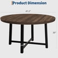 thumbnail image 2 of Bingirl 47 - inch Round Dining Table for 4 - Modern Industrial Kitchen Table with Thick Tabletop and Sturdy Metal Base, Space - Saving Furniture for Kitchen and Dining Room (Brown), 2 of 7