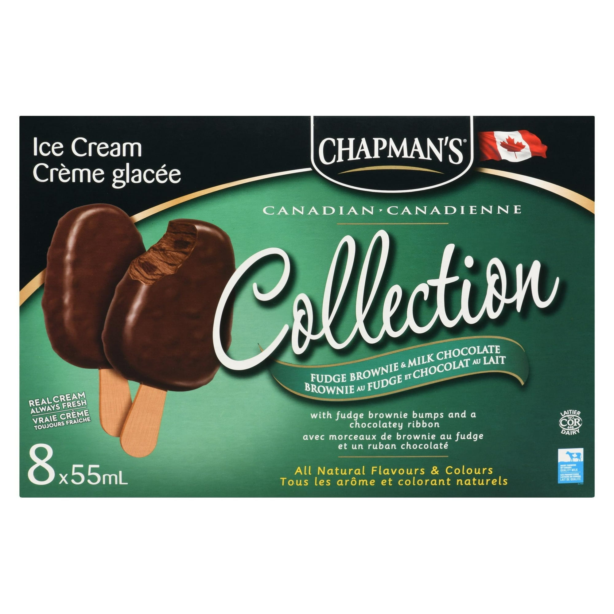 Chapman's Canadian Collection Fudge Brownie Bumpy Ice Cream Bar in a Carton, 8 x 55mL