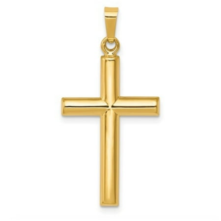 Brilliance Fine Jewelry 14k KT Yellow Gold Large Tube Cross Pendant