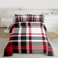thumbnail image 2 of jejeloiu Abstract Geometric Grid Full Size Comforter Sets,Checkered Plaid Pattern Bedding Comforter Set,Pink Black White Line Bedding Sets For Girls Kids,Microfiber Bedroom Decor Reversible,3 Pieces, 2 of 8