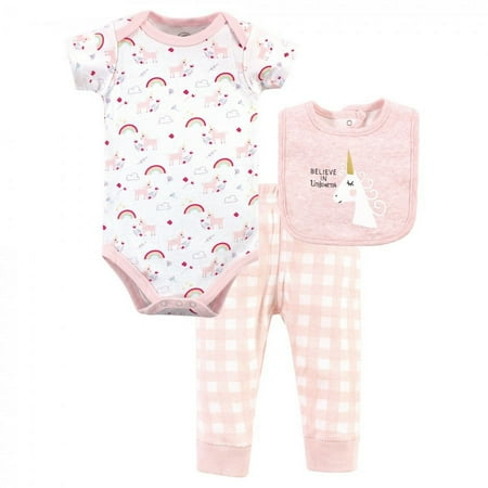 UPC: 0660168316513 | Luvable Friends Baby Girl Bodysuit Pant and Bib Unicorn 0-3 Months