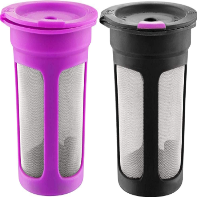 Cápsulas reutilizables para cafeteras Keurig K-Cup 2.0 y 1.0, con filtro recargable - Paquete de 2 (morado y negro)