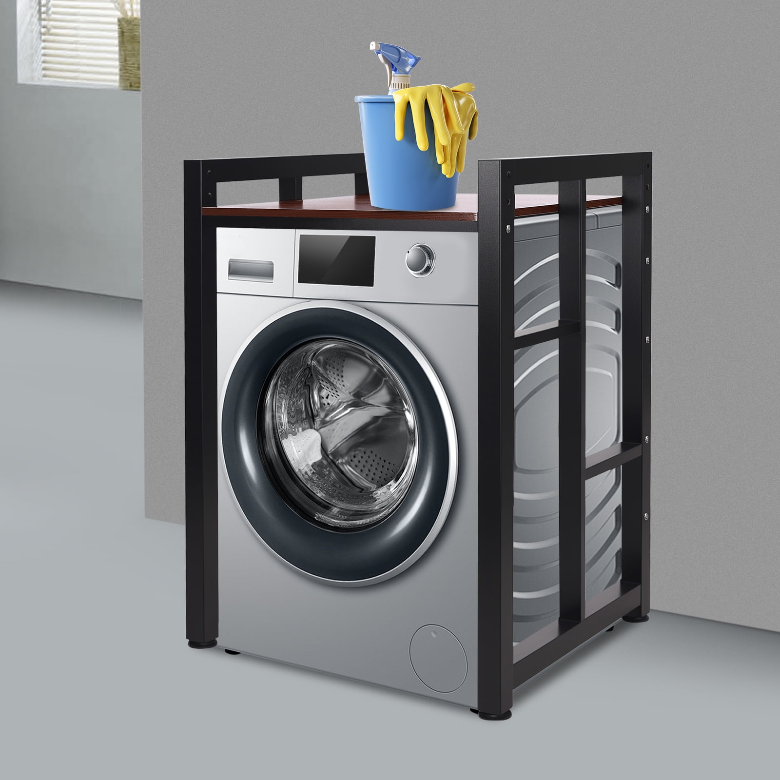 Multi-Purpose Storage Shelf, Washer Dryer Stand with Adjustable Feet, 105cm Height, Suitable for Various Home Appliances