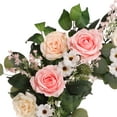 thumbnail image 2 of 24" Artificial Rose, Camellia, Babys breath Floral Spring Wreath with Green Leaves, 2 of 5