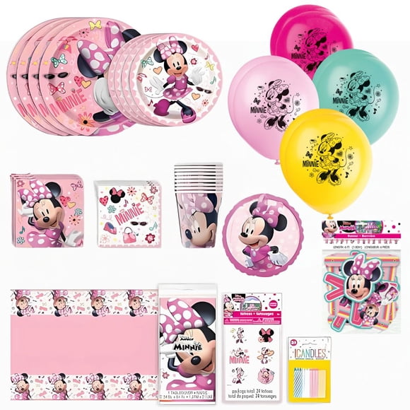 Minnie Mouse Ensemble de Fête pour 8 / Assiettes, Gobelets, Serviettes, Nappe et Plus / Charmez Votre Célébration!