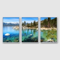 IDEA4WALL 3 Piece Framed Canvas Wall Art for Living Room, Bedroom Lake Tahoe Canvas Prints for Modern Home Decoration Ready to Hang