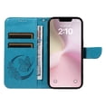 thumbnail image 3 of Dteck Pattern Case for iPhone SE4,Magnetic Leather Butterfly Floral Embossed Flip Case Card Slots Wallet Stand Cover with Wrist Strap for iPhone SE4,Blue, 3 of 7