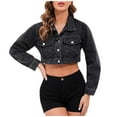 thumbnail image 1 of BYHONG Veste en Denim Extensible pour Femmes Manteaux pour Femmes Noir G, 1 of 4