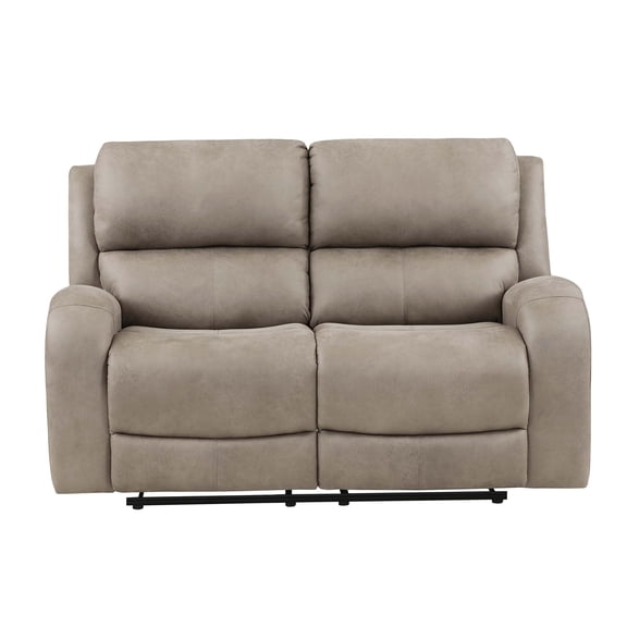 Brown Microfiber Dual Recliner Loveseat, Plush Comfort Small Space Sofa for Living Room