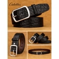 thumbnail image 3 of Catelles Men's Genuine Leather Black Belt with Stainless Steel Buckle , Casual & Business Wear Gift by Box&For Waist 42 Width 1.5in(3.8cm), 3 of 10