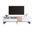thumbnail image 4 of Modern TV Stand for TVs up to 80 Inch, Entertainment Center TV Console Table with Double Storage Space and  Drop Down Door for Living Room, Bedroom,Home Theatre,White, 4 of 9