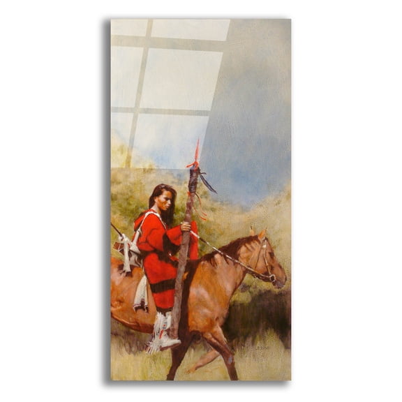 Epic Art 'Horse And Rider At A Walk' by J. E. Knauf, Acrylic Glass Wall Art, 12"x24"