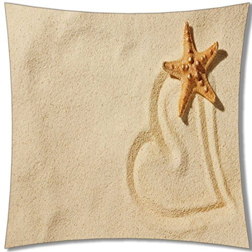 QIFEIHA Ocean Park Beach Theme Starfish Pillowcase Cushion Cover Two Sides Printing Size 18x18 inch
