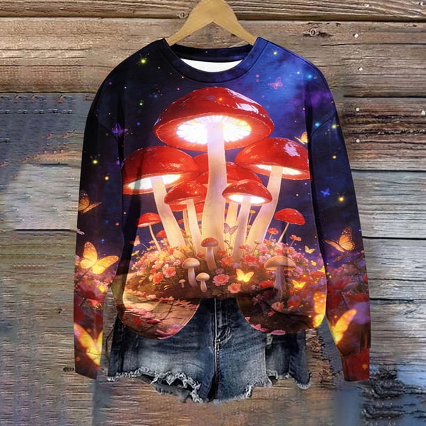 Xuyuer Women's Long Sleeve Hoodless Printed Casual Warm Sweatshirt, Cozy Pullover for Spring Comfort, Everyday Lounging and Seasonal Graphic Style