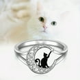 thumbnail image 2 of Sterling Silver Black Cat Ring Celtic Knot Crescent Moon Cat Matching Thumb Rings for Women Cute Kitty Animal Pentagram Pentacle Halloween Cats Lover Gifts Size, 2 of 5