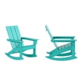 thumbnail image 2 of WestinTrends Ashore Patio Rocking Chairs Set of 2, All Weather Poly Lumber Plank Adirondack Rocker Chair, Modern Farmhouse Outdoor Rocking Chairs for Porch Garden Backyard and Indoor, Turquoise, 2 of 11
