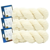 Lion Brand Yarn Fishermen's Wool Ready to Dye Hank Natural 106-098AZ Medium Pure Virgin Wool Yarn 3 Pack