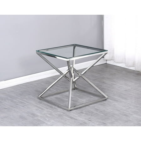 Best Master Furniture Eve Stainless Steel Frame Glass Top Side