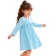 thumbnail image 4 of WOYY Girls Casual Long Sleeve Dress Fall Solid Round Neck Soft A Line Dress, Sizes 2-8, 4 of 4