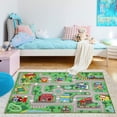 thumbnail image 3 of ORGOWEL Kids Carpet Playmat Rug 39.4"x63" Traffic Road Kid Play Car Mat Non-Slip Children Educational Area Rug Large Town City Road Map Car Mat for Playroom Bedroom,Green, 3 of 7