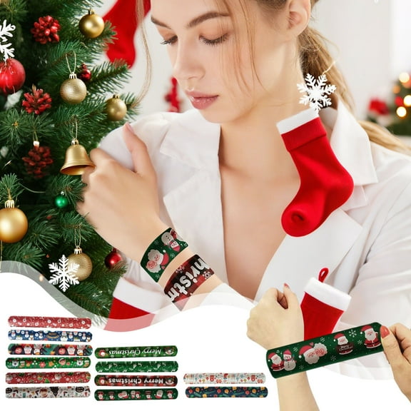 2025 New Children's Slap Bracelet 12Pcs Christmas Day Party Favour Accessories Favour Bracelet Wristband Party Supplies