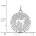 thumbnail image 3 of White Sterling Silver Charm Pendant 26 mm 19 Rhodium-Plated Great Dane Disc, 3 of 4